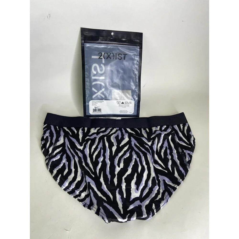 2xist Sexy Sliq Ultra Low Rise Brief Underwear Zebra Animal Print Mens Size M